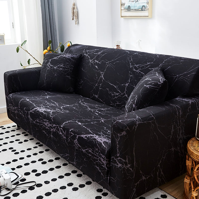 Decor Cedar Noir Marble Stretch Sofa Cover stretch sofa cover in United States - lifestyle fit detail 4