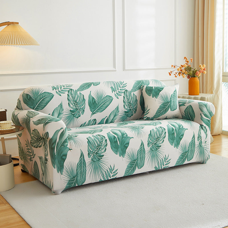 Decor Cedar Palmira Tropical Stretch Sofa Cover detail product image for stretch sofa cover in United States