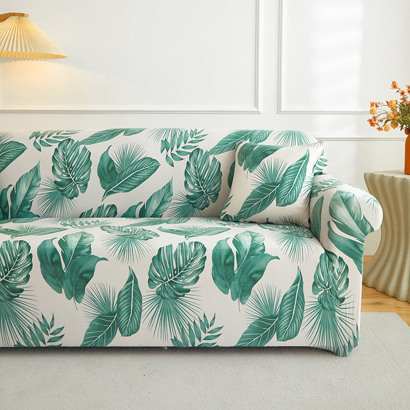 Decor Cedar Palmira Tropical Stretch Sofa Cover detail product image for stretch sofa cover in United States