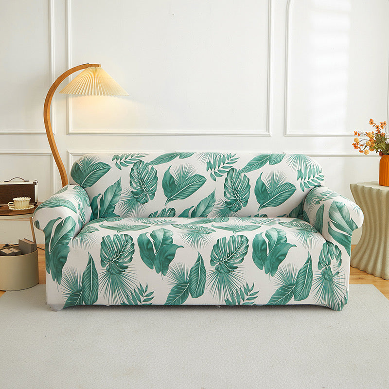 Decor Cedar Palmira Tropical Stretch Sofa Cover detail product image for stretch sofa cover in United States