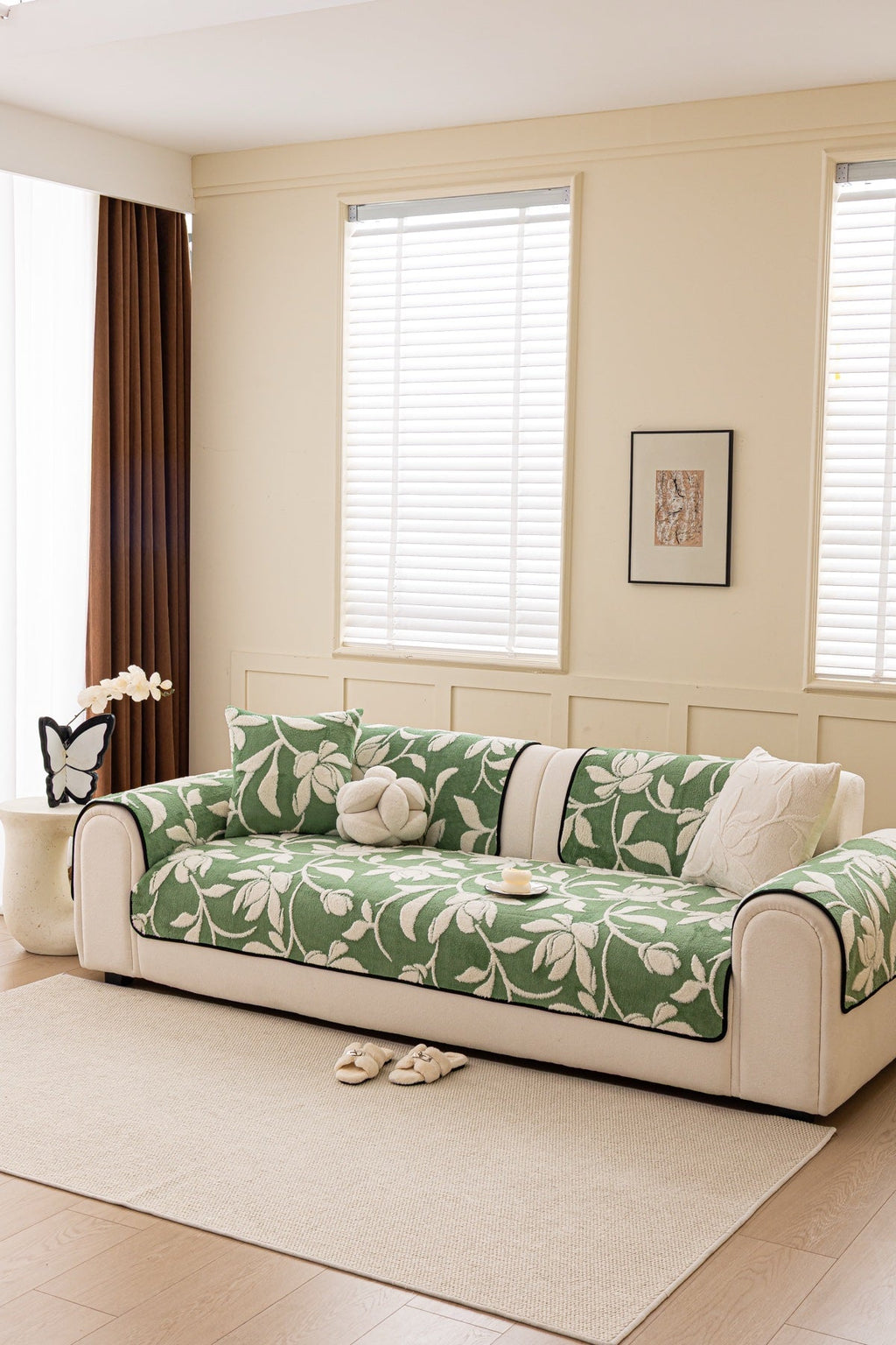 Decor Cedar Willow Quilted Leaf Sofa Seat Cover in Sage Leaf - styled sofa seat cover for quilted sofa seat covers in United States